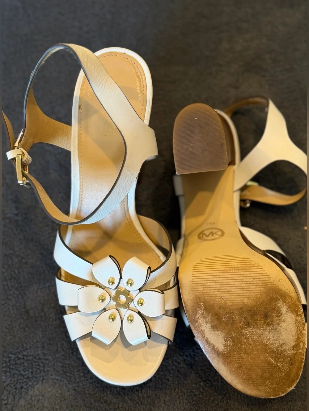 Michael Kors White Floral Platform Ankle-Strap Sandals